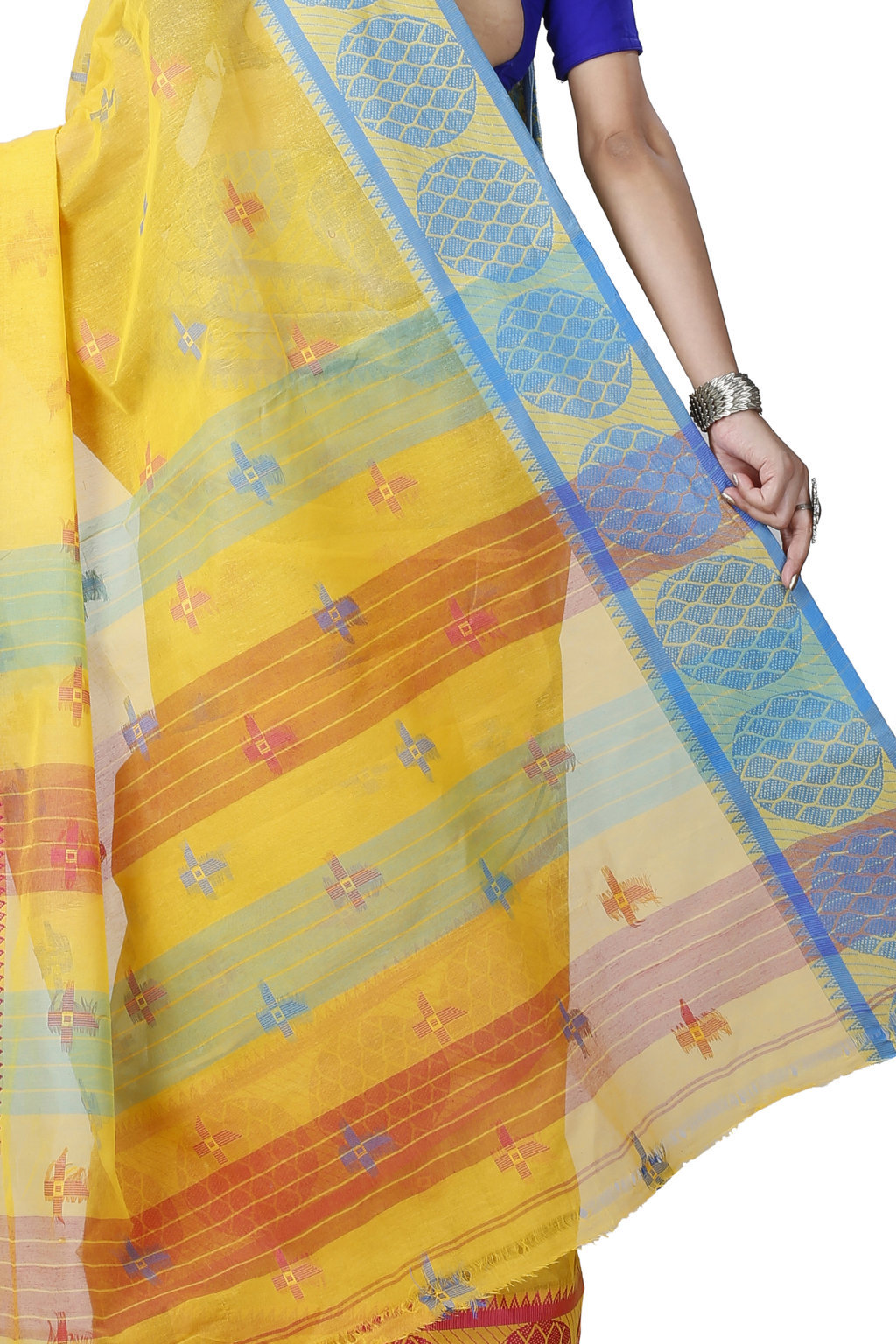 Yellow Pure Cotton Ananda Tant Saree (1078)